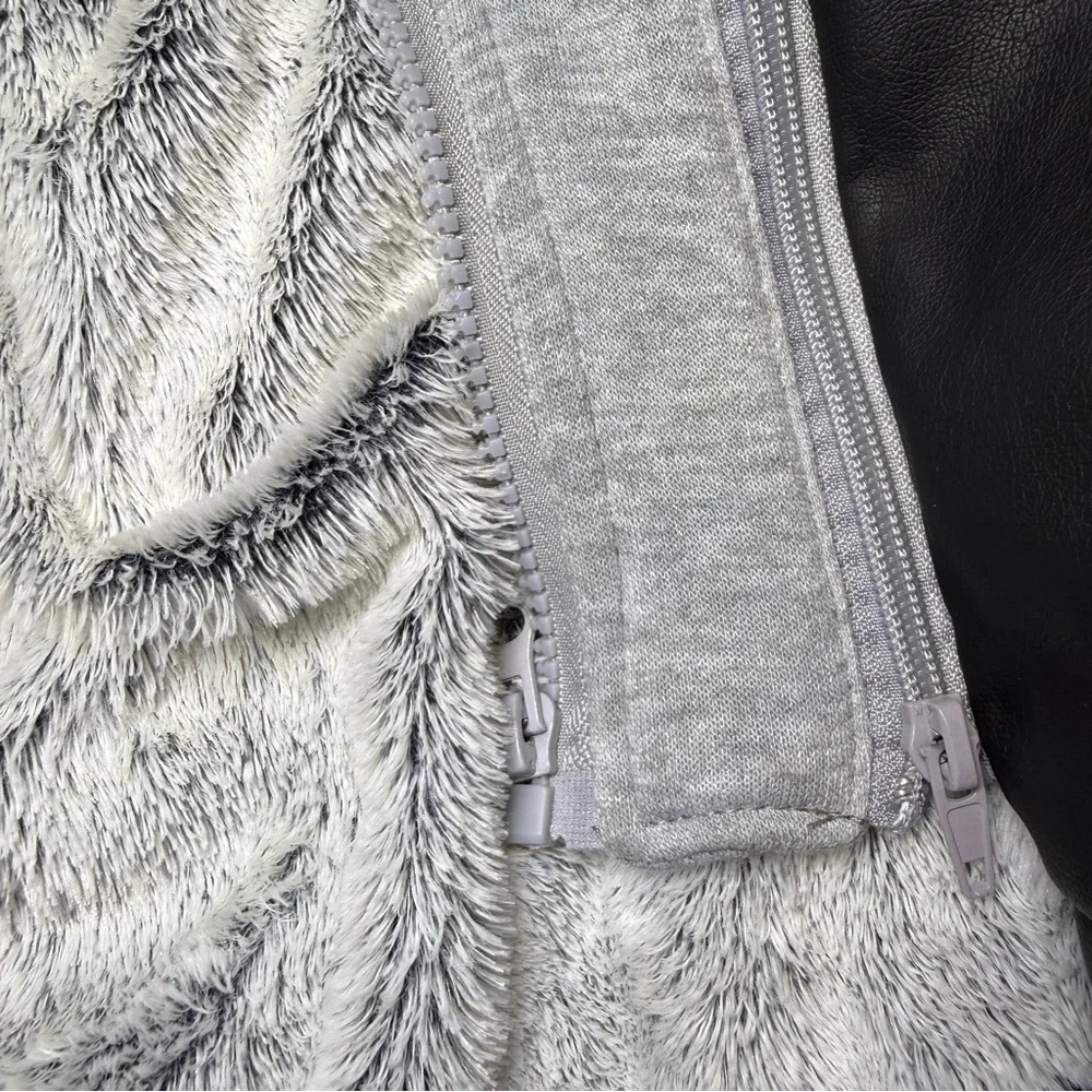 Jou Jou Black Bomber Jacket with Gray Removable Liner and Hood - Picture 5 of 6